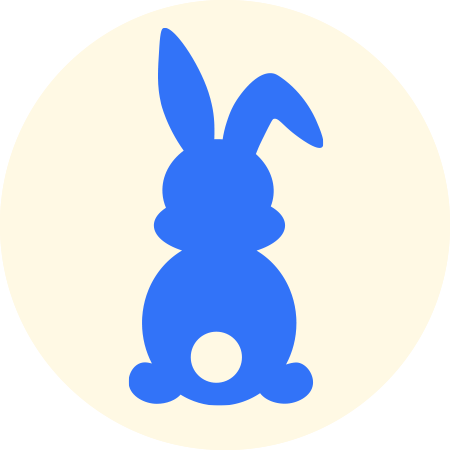 A Blue Bunny Easter icon set against a cream-colored background.
