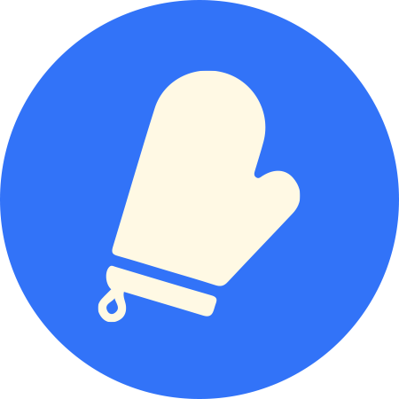 A white glove in a blue circle