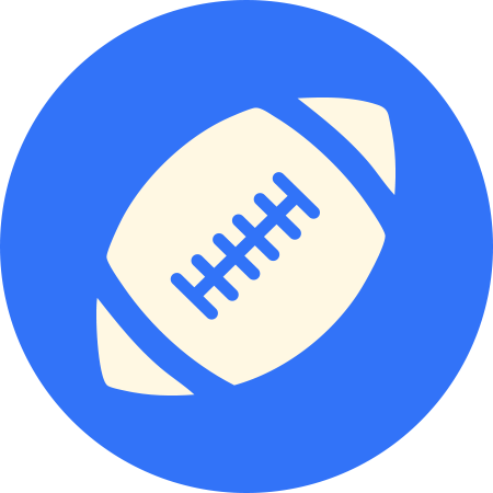 A blue circle with a white football in it
